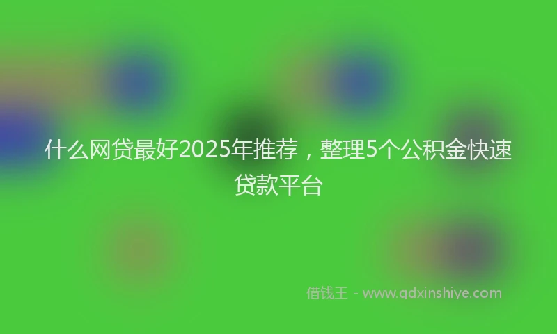 什么网贷最好2025年推荐，整理5个公积金快速贷款平台