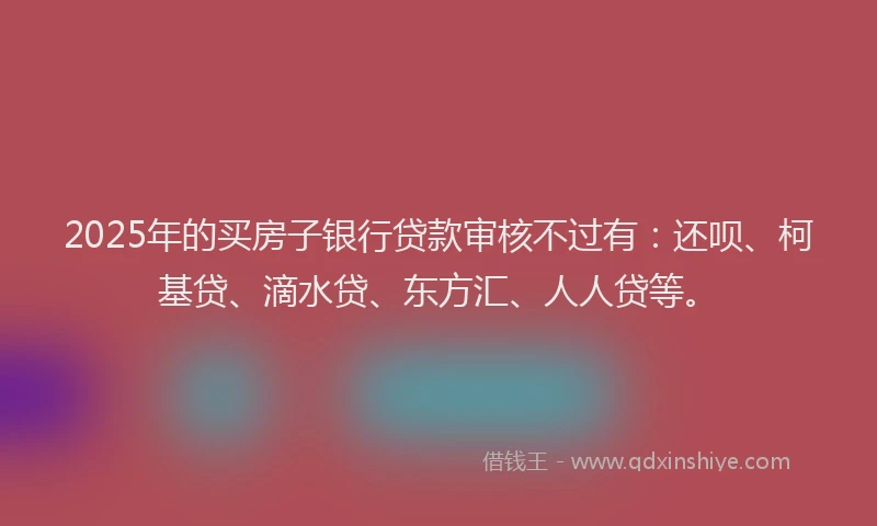 2025年的买房子银行贷款审核不过有：还呗、柯基贷、滴水贷、东方汇、人人贷等。