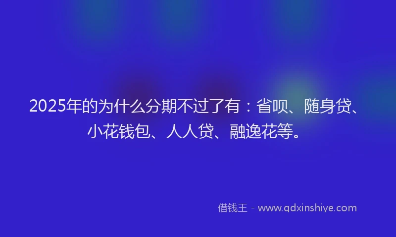 2025年的为什么分期不过了有：省呗、随身贷、小花钱包、人人贷、融逸花等。