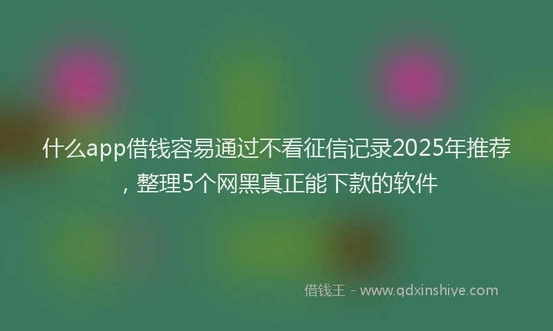 什么app借钱容易通过不看征信记录2025年推荐，整理5个网黑真正能下款的软件