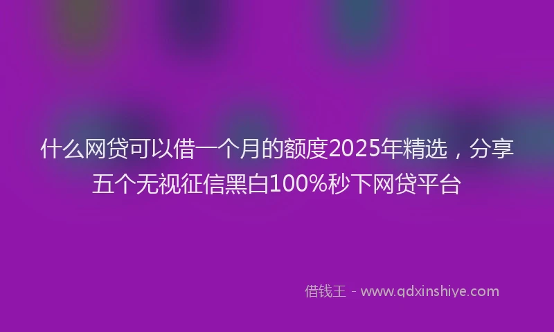 什么网贷可以借一个月的额度2025年精选，分享五个无视征信黑白100%秒下网贷平台