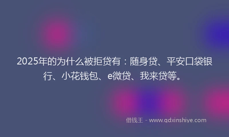 2025年的为什么被拒贷有：随身贷、平安口袋银行、小花钱包、e微贷、我来贷等。
