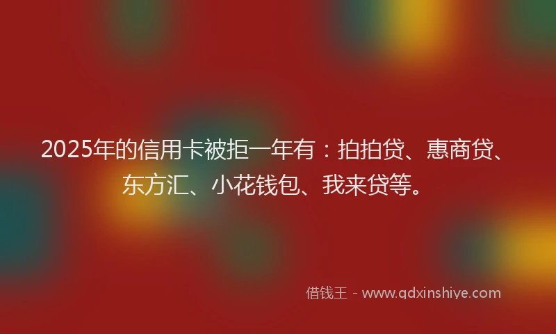 2025年的信用卡被拒一年有：拍拍贷、惠商贷、东方汇、小花钱包、我来贷等。
