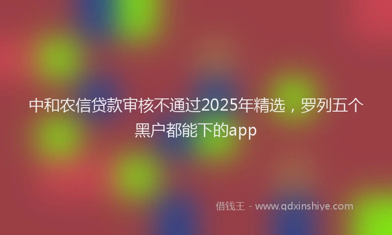 中和农信贷款审核不通过2025年精选，罗列五个黑户都能下的app