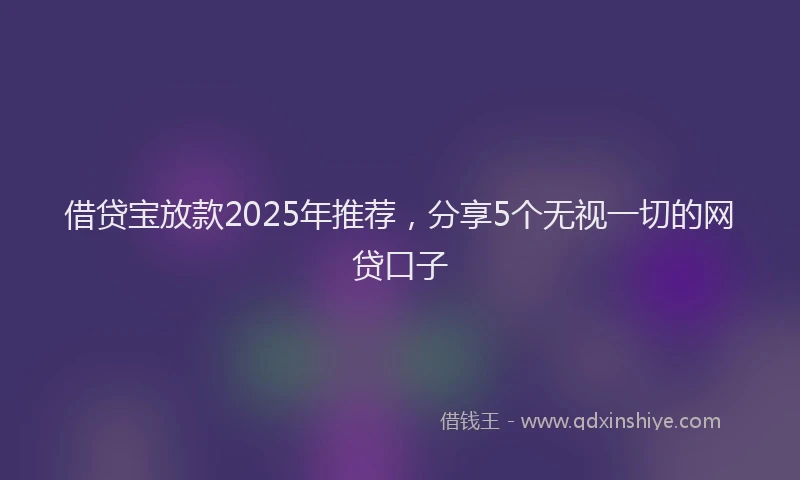 借贷宝放款2025年推荐，分享5个无视一切的网贷口子