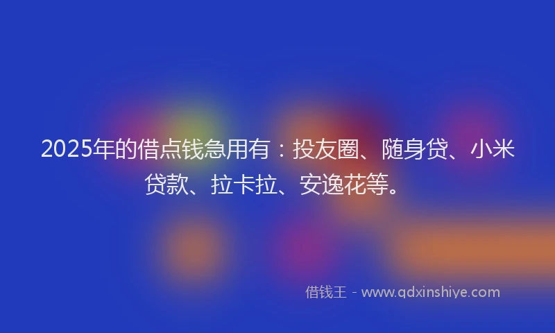 2025年的借点钱急用有：投友圈、随身贷、小米贷款、拉卡拉、安逸花等。