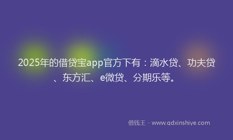 2025年的借贷宝app官方下有：滴水贷、功夫贷、东方汇、e微贷、分期乐等。