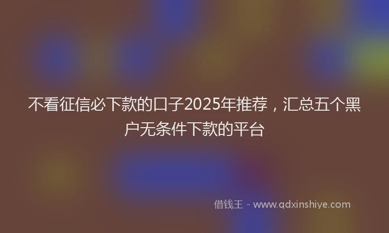 不看征信必下款的口子2025年推荐，汇总五个黑户无条件下款的平台