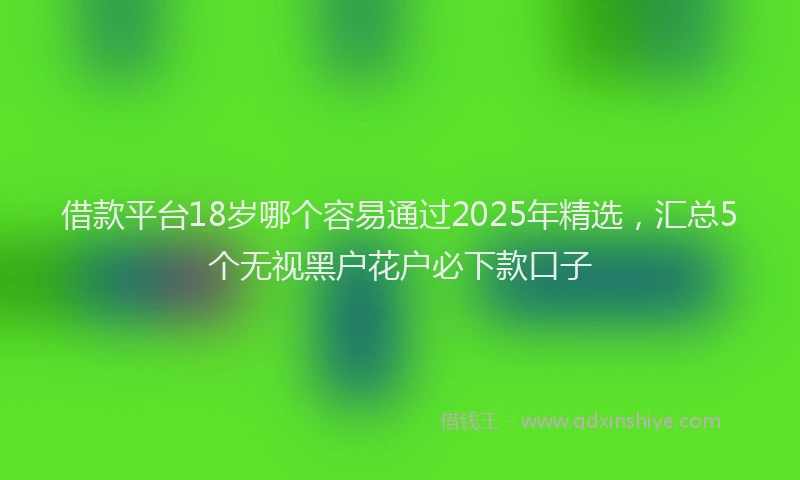 借款平台18岁哪个容易通过2025年精选，汇总5个无视黑户花户必下款口子