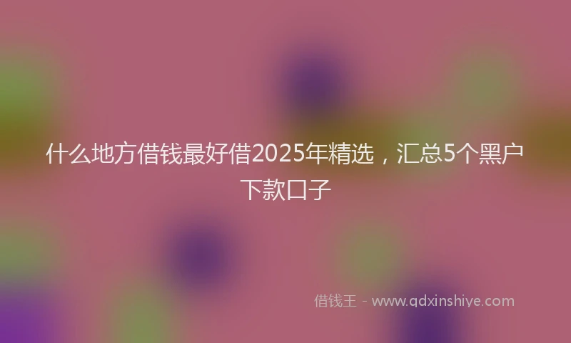 什么地方借钱最好借2025年精选，汇总5个黑户下款口子