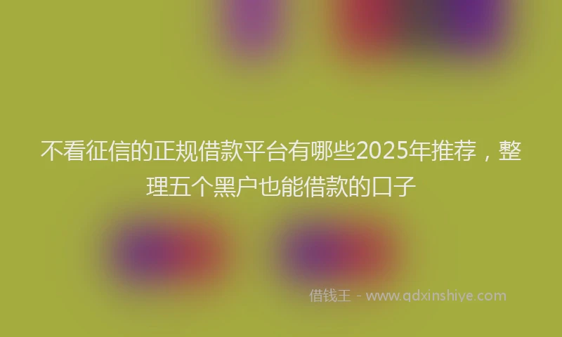 不看征信的正规借款平台有哪些2025年推荐，整理五个黑户也能借款的口子