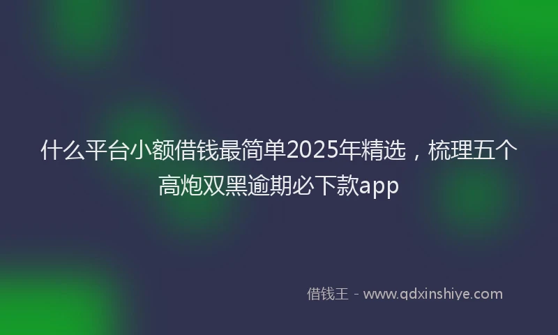 什么平台小额借钱最简单2025年精选，梳理五个高炮双黑逾期必下款app