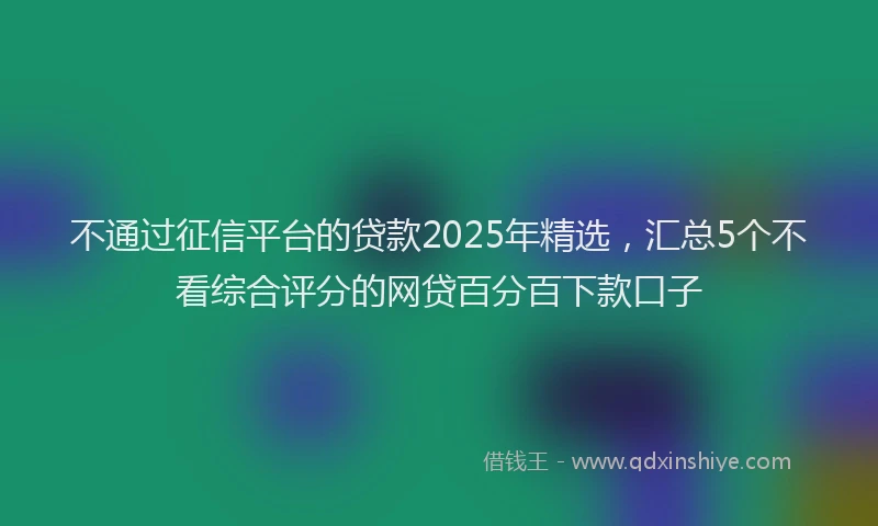不通过征信平台的贷款2025年精选，汇总5个不看综合评分的网贷百分百下款口子