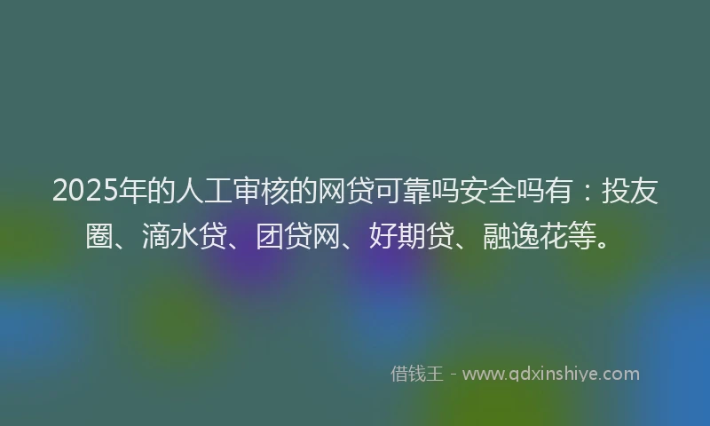 2025年的人工审核的网贷可靠吗安全吗有：投友圈、滴水贷、团贷网、好期贷、融逸花等。