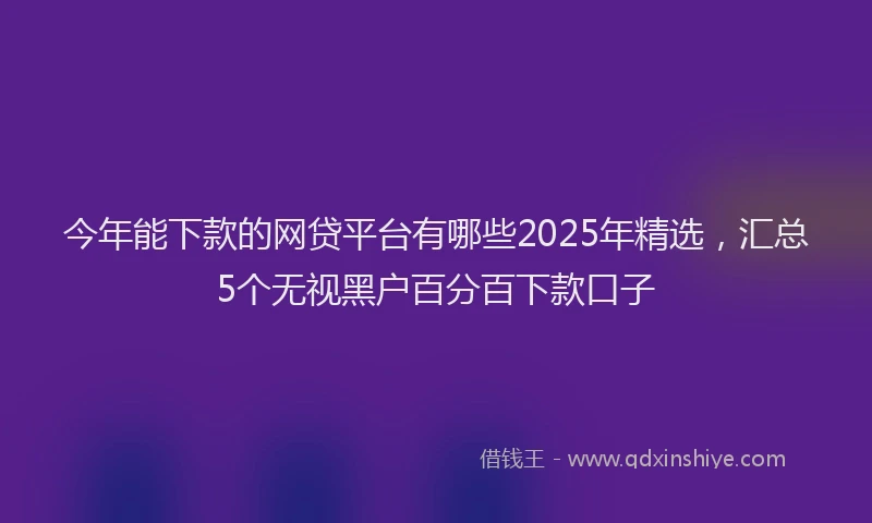 今年能下款的网贷平台有哪些2025年精选，汇总5个无视黑户百分百下款口子