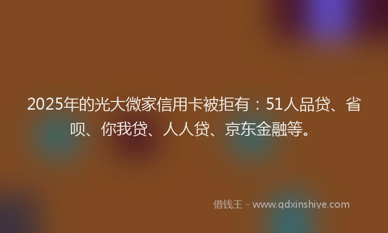 2025年的光大微家信用卡被拒有：51人品贷、省呗、你我贷、人人贷、京东金融等。