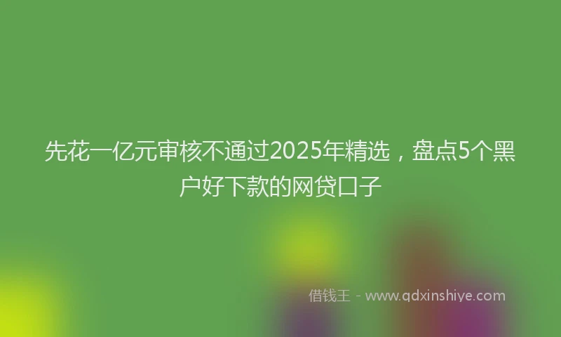 先花一亿元审核不通过2025年精选，盘点5个黑户好下款的网贷口子