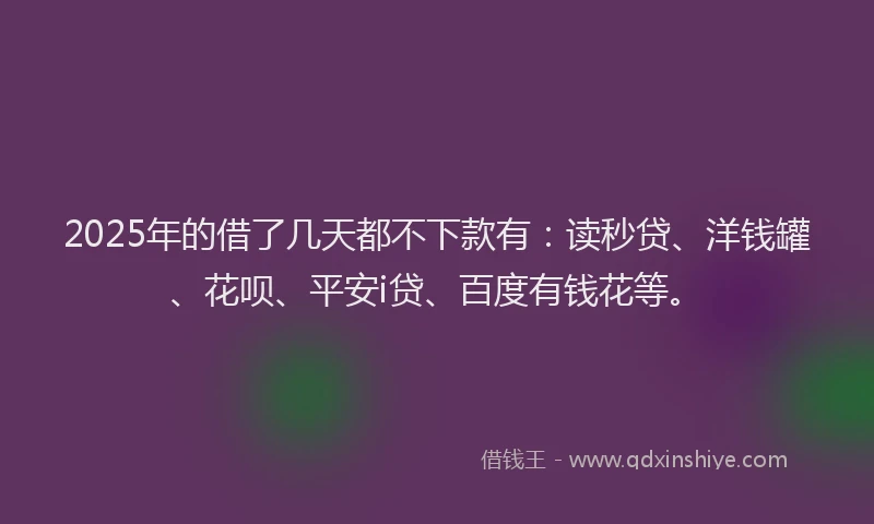 2025年的借了几天都不下款有：读秒贷、洋钱罐、花呗、平安i贷、百度有钱花等。