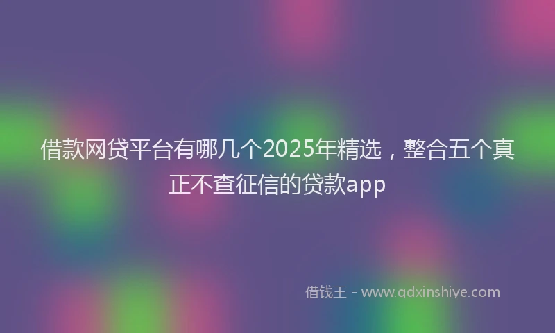 借款网贷平台有哪几个2025年精选，整合五个真正不查征信的贷款app