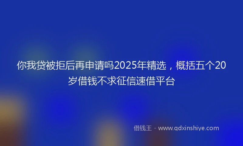 你我贷被拒后再申请吗2025年精选，概括五个20岁借钱不求征信速借平台