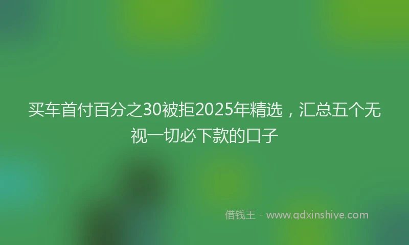买车首付百分之30被拒2025年精选，汇总五个无视一切必下款的口子
