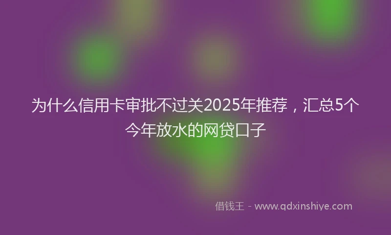 为什么信用卡审批不过关2025年推荐，汇总5个今年放水的网贷口子