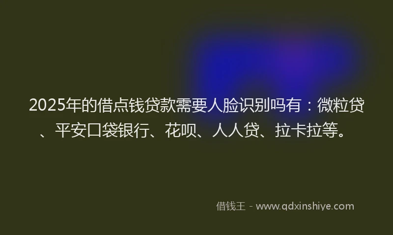 2025年的借点钱贷款需要人脸识别吗有：微粒贷、平安口袋银行、花呗、人人贷、拉卡拉等。