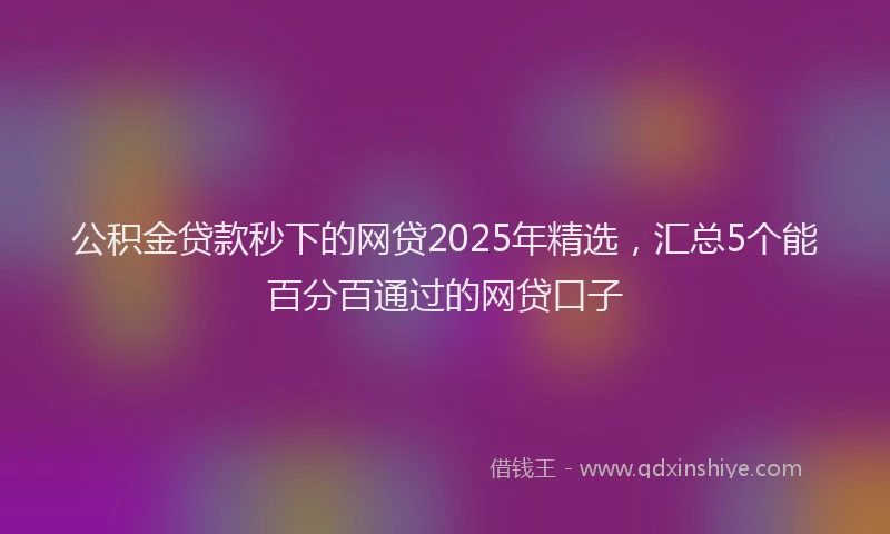 公积金贷款秒下的网贷2025年精选，汇总5个能百分百通过的网贷口子
