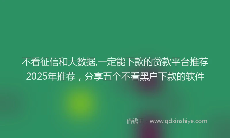 不看征信和大数据,一定能下款的贷款平台推荐2025年推荐，分享五个不看黑户下款的软件