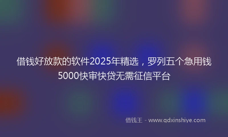 借钱好放款的软件2025年精选，罗列五个急用钱5000快审快贷无需征信平台