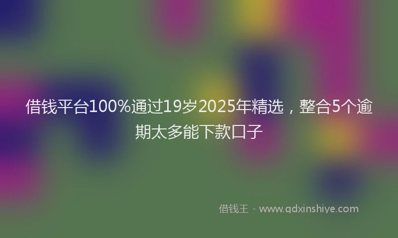 借钱平台100%通过19岁2025年精选，整合5个逾期太多能下款口子