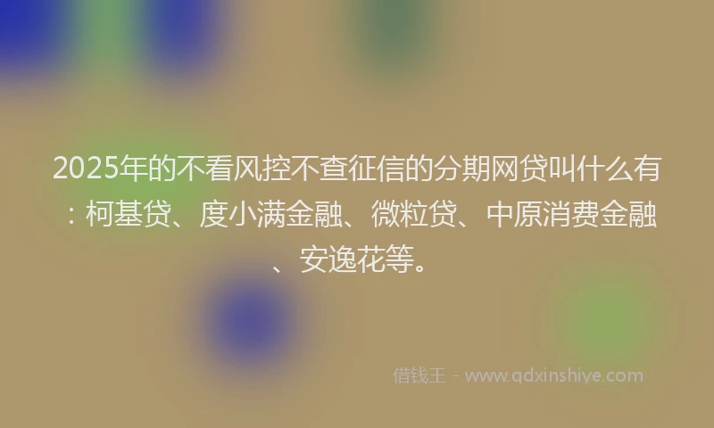 2025年的不看风控不查征信的分期网贷叫什么有：柯基贷、度小满金融、微粒贷、中原消费金融、安逸花等。