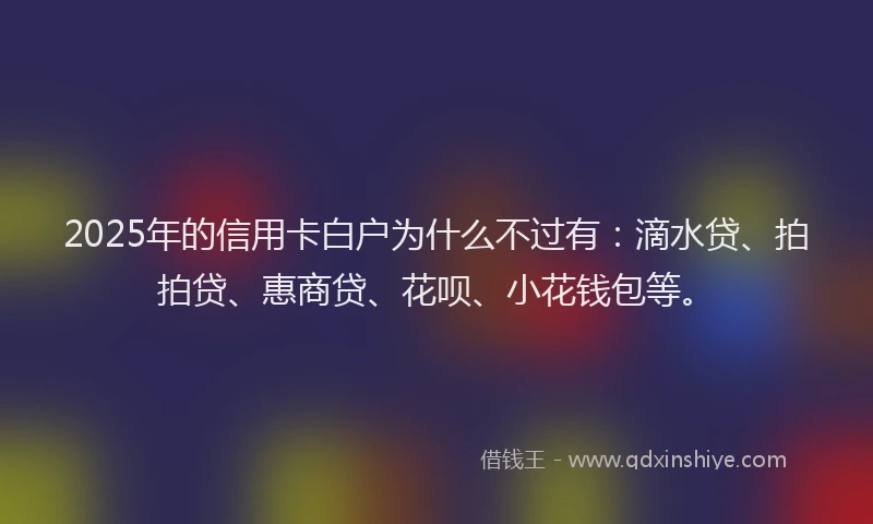 2025年的信用卡白户为什么不过有：滴水贷、拍拍贷、惠商贷、花呗、小花钱包等。