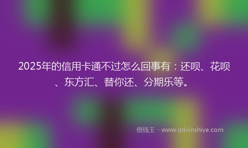 2025年的信用卡通不过怎么回事有：还呗、花呗、东方汇、替你还、分期乐等。