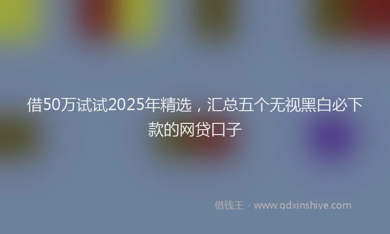 借50万试试2025年精选，汇总五个无视黑白必下款的网贷口子