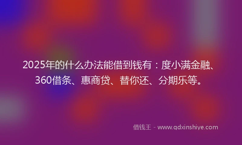 2025年的什么办法能借到钱有：度小满金融、360借条、惠商贷、替你还、分期乐等。