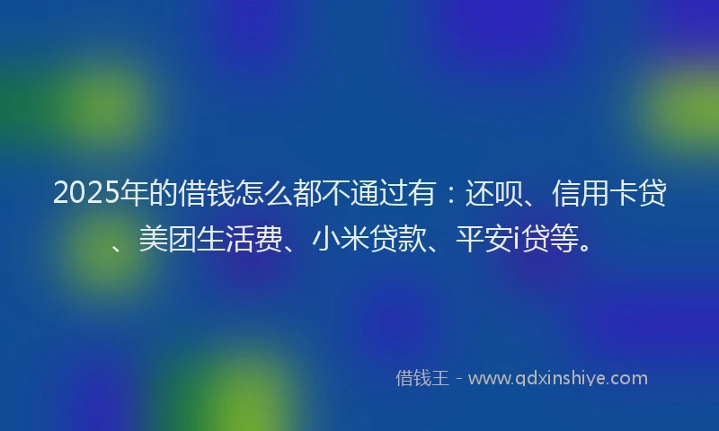 2025年的借钱怎么都不通过有：还呗、信用卡贷、美团生活费、小米贷款、平安i贷等。