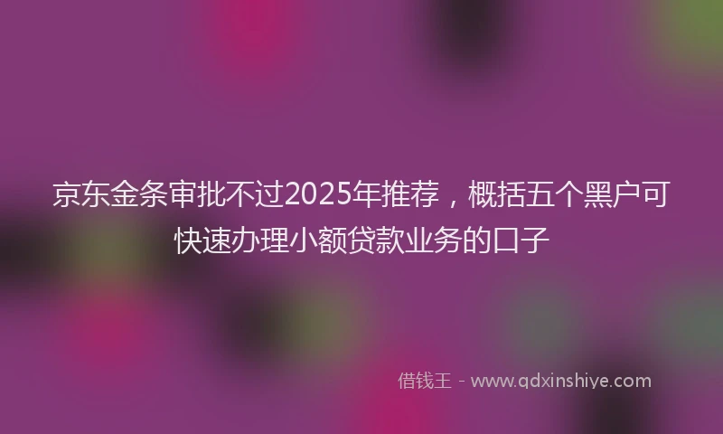 京东金条审批不过2025年推荐，概括五个黑户可快速办理小额贷款业务的口子
