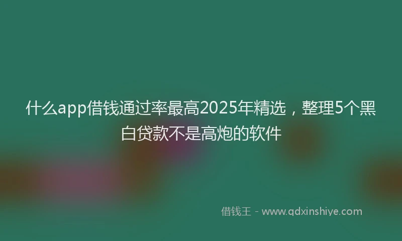什么app借钱通过率最高2025年精选，整理5个黑白贷款不是高炮的软件