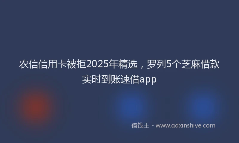 农信信用卡被拒2025年精选，罗列5个芝麻借款实时到账速借app