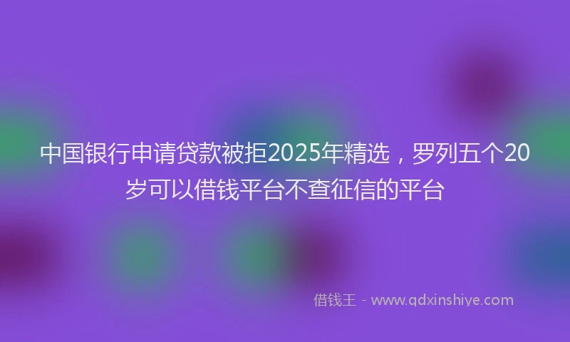 中国银行申请贷款被拒2025年精选，罗列五个20岁可以借钱平台不查征信的平台