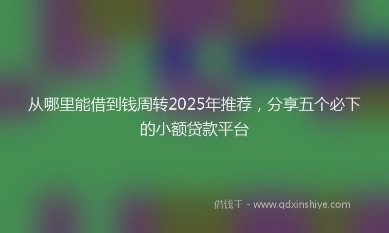 从哪里能借到钱周转2025年推荐，分享五个必下的小额贷款平台