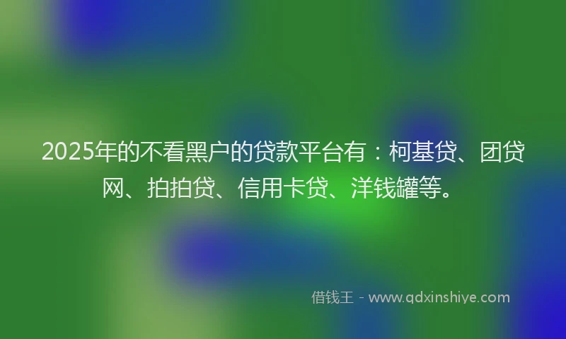 2025年的不看黑户的贷款平台有：柯基贷、团贷网、拍拍贷、信用卡贷、洋钱罐等。