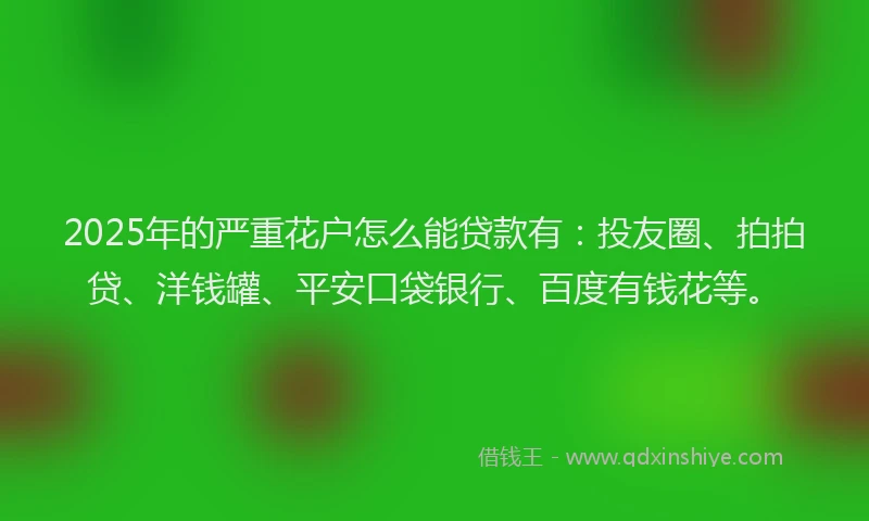 2025年的严重花户怎么能贷款有：投友圈、拍拍贷、洋钱罐、平安口袋银行、百度有钱花等。