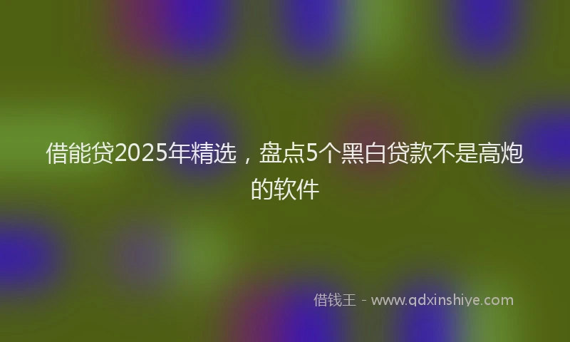 借能贷2025年精选，盘点5个黑白贷款不是高炮的软件