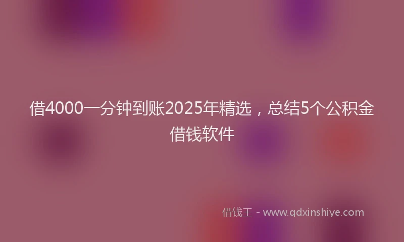 借4000一分钟到账2025年精选，总结5个公积金借钱软件