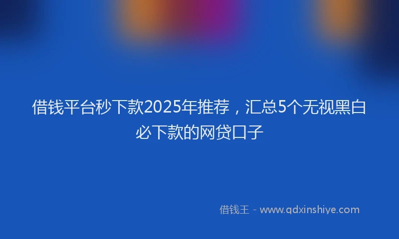 借钱平台秒下款2025年推荐，汇总5个无视黑白必下款的网贷口子