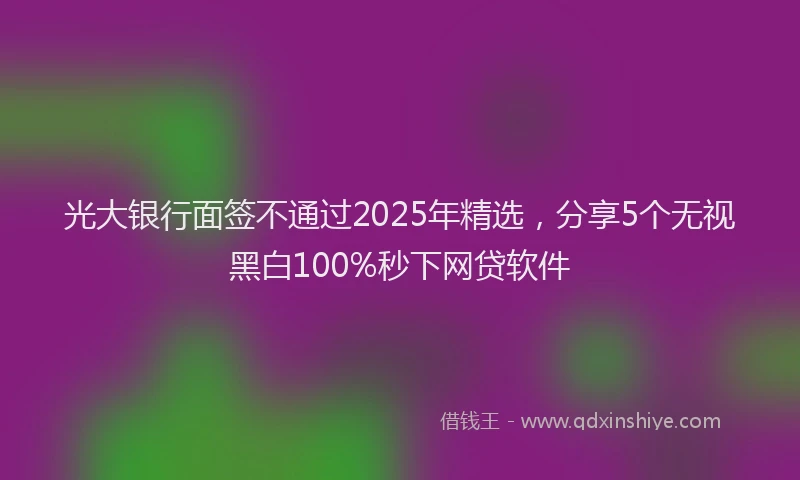 光大银行面签不通过2025年精选，分享5个无视黑白100%秒下网贷软件