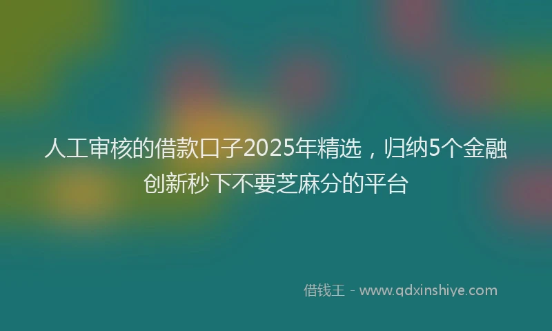 人工审核的借款口子2025年精选，归纳5个金融创新秒下不要芝麻分的平台