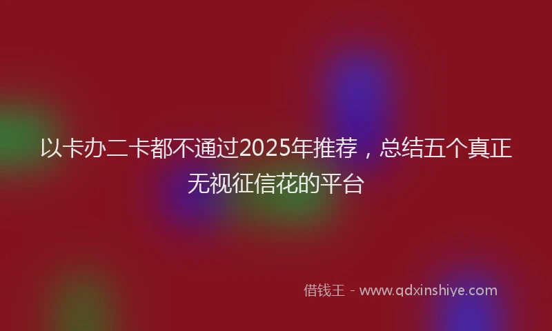 以卡办二卡都不通过2025年推荐，总结五个真正无视征信花的平台